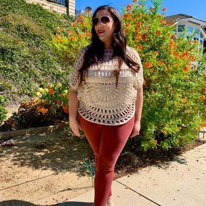🌠Donated 1/2026 Crochet off white sweater plus size